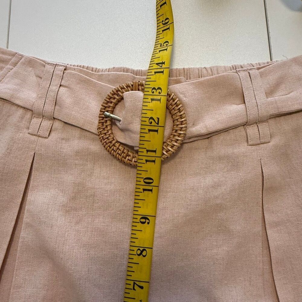 Sigrid Olsen Shorts Linen Blend Salmon Pink Belted Elastic Back Size 6 Preppy - Picture 8 of 11